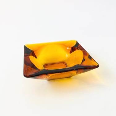 Amber Glass Ashtray 