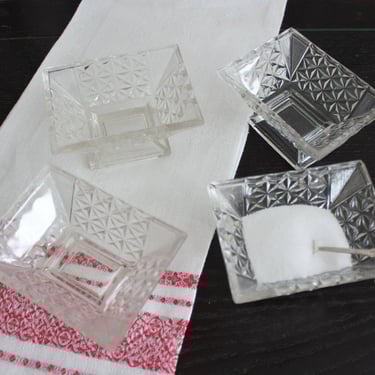 4 Antique Glass EAPG Master Salt Cellars 