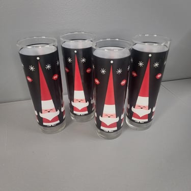 Set of 4 Retro Santa Clause Design Highball Tumblers 
