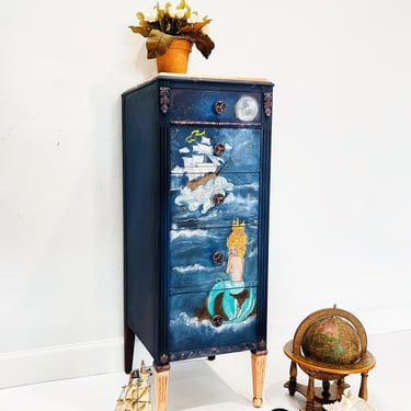 Eclectic Jewelry Armoire hand Painted Fairy tale  Inspired jewelry box. Bedroom Storage Cabinet . Colorful Entryway dresser. Whimsical Jewel 