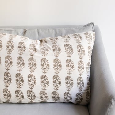 Block Print Pillow | Cornflower French Grey