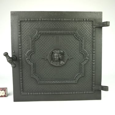 Large Cast iron oven door no frame, big antique Iron Door, rusty stove part, vintage Iron Stove Door, Furnace,Cast Iron Salvage Front Panel, 