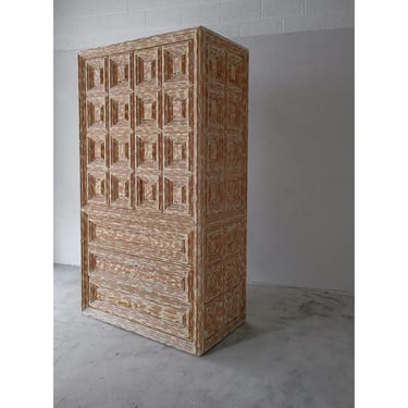 Massive 7ft Vintage Carved Wood Cabinet 