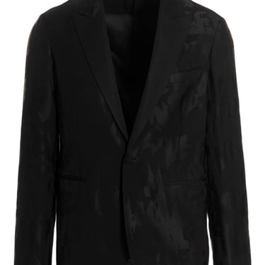 Alexander Mcqueen Men Jacquard Logo Blazer Jacket