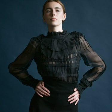 7134t / christian lacroix black silk organza blouse 
