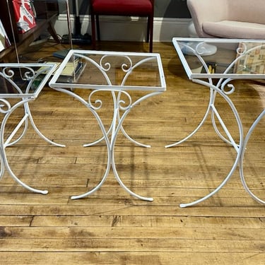 Vintage Wrought Iron Patio Nesting Tables