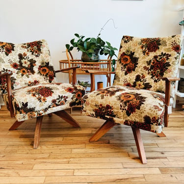 Mid Century Floral Chairs