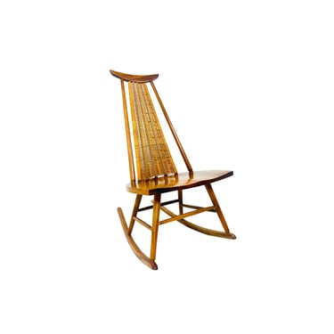 #1702 Rattan Back Rocker by Arthur Umanoff
