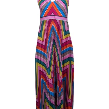 Rebecca Vallance - Rainbow Striped Halter Midi Dress Sz 4