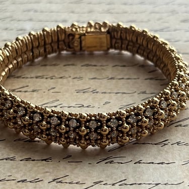 Ciner rhinestone bracelet slinky gold jeweled cuff 