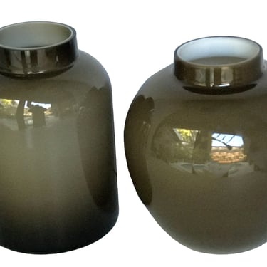 Attributed to Holmegaard Glassworks Pair of Large Cased Glass Vases, Denmark 1960s