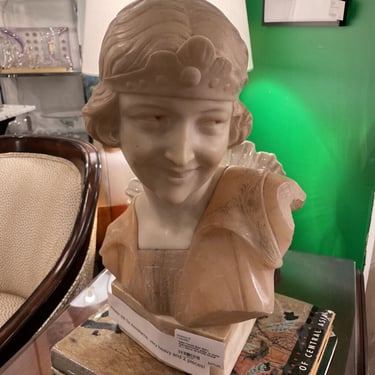 Italian Female Bust 1920's Alabaster/marble similar to works of L. Maffei IN STORE PICKUP