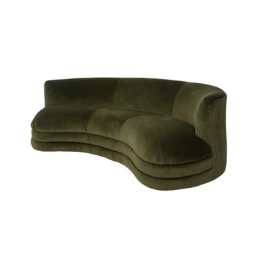 Curved Green Velvet Sofa 