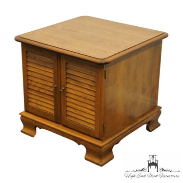 ETHAN ALLEN Heirloom Nutmeg Maple 23" Square Record Cabinet / Accent End Table w. Shutter Doors 10-8646 