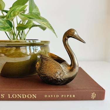 Petite Brass Swan Planter
