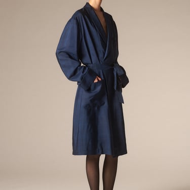 Vintage Blue Silk Monogramed Robe