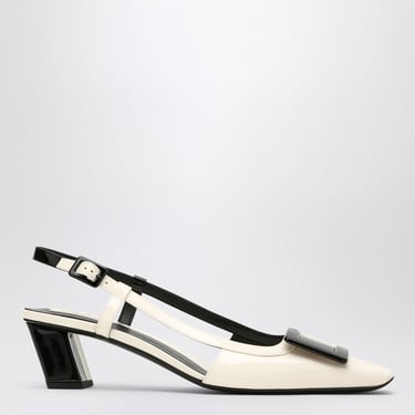 Roger Vivier Belle Vivier White/Black Patent Leather Slingback Women