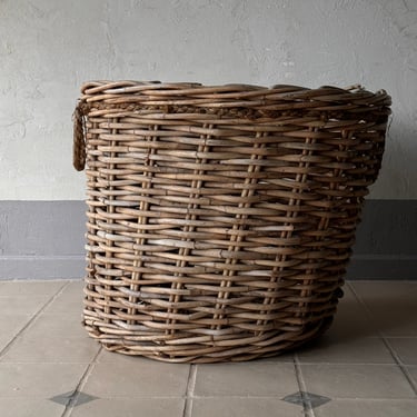 Large Wicker Log Basket, England Circa 1920