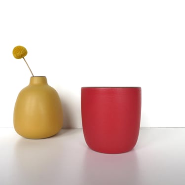 Single Heath Ceramic Large Modern Cup in Holiday Red, Modernist Red Short Tumbler- 2 Available 