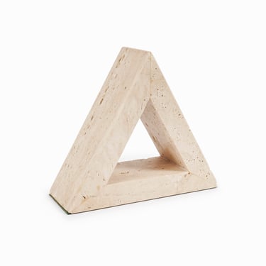 Fratelli Mannelli Triangle Sculptural Bookend Travertine Italian 