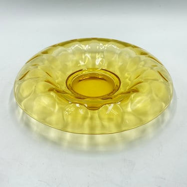 Vintage Amber Yellow Centerpiece Console Bowl with Rolled Edge and Optic Pattern, Gold Depression Glass, Glassware 