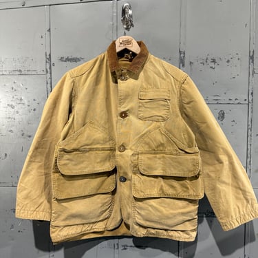 Vintage 1950s Hunting Jacket Canvas barn coat chore jacket corduroy collar Cropped Hit 
