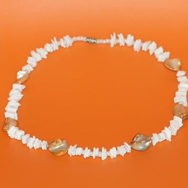 Vintage Puka Shell Necklace with Abalone 