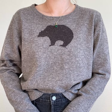 Sundance Womens 100% Wool Bear Long Sleeve Crewneck Sweater Sz L 
