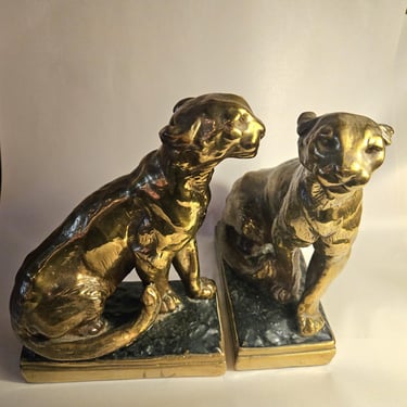 Art Deco Marion Bronze Clad Lion Bookends 