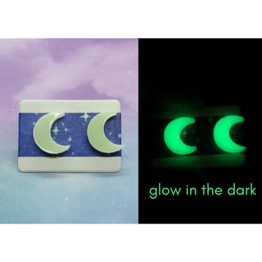 Glow in the Dark Moon Earrings Celestial Studs 