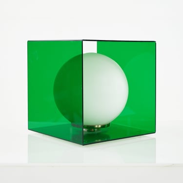 Laurel Mid Century Green Acrylic Cube Lamp - mcm 