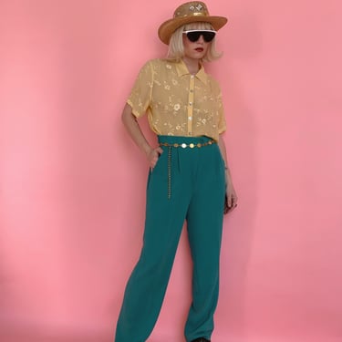 Vintage 80s Turquoise Trousers 