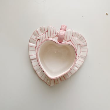 Vintage 90s Ceramic Striped Heart Mug and Ceramic Set 