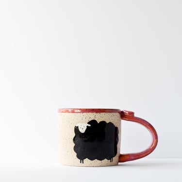 Black Sheep Mug - Handmade Ceramic Mug with two handpainted sheep design 