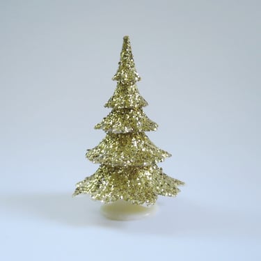 Vintage Miniature Gold Glitter Tree c. 1950s, Anniversary or Valentine Decoration, Mini Table Top Tree, no 2 