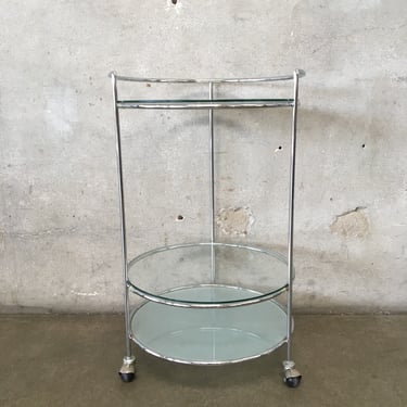 MCM 3 Tier Chrome &amp; Glass Rolling Cart