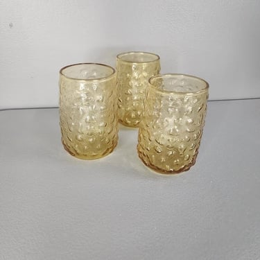 Set of 3 Anchor Hocking Honey Gold Drinking Glasses 