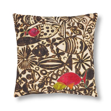 Waterproof Outdoor Pillows With Fish Mod Cloth Design  ~ Mid Century Mod Throw Pillows ~ Outdoor Decor Accessories ~ Tropical Pillows 