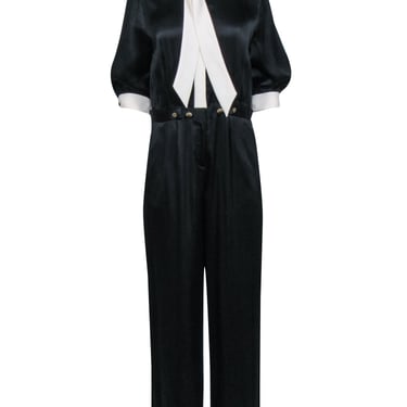 Mayle - Black Silk Crop Sleeve Jumpsuit Sz 10