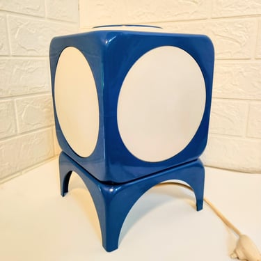 Vintage Plastic Table Lamp Model Pokerdice /Modern Blue Night Light /Vintage Lightning / Lars Eiler Schioler for Horyup Light/ Denmark / 70s 
