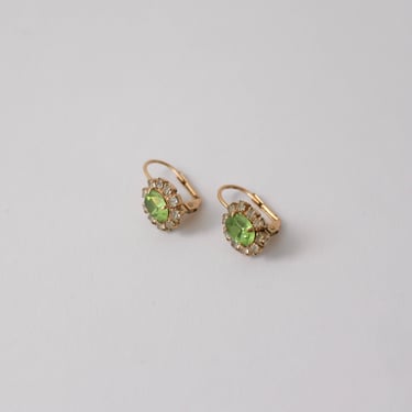 Vintage Pistachio Rhinestone Earrings