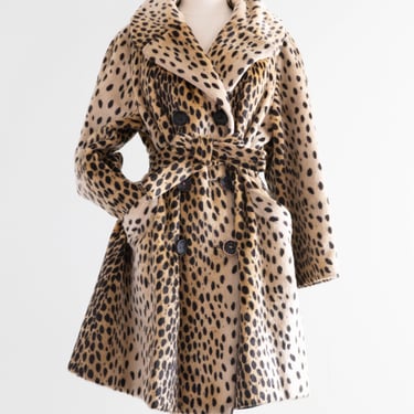 Ultra Glam 1960's Cheetah Faux Fur Trench Coat / ML