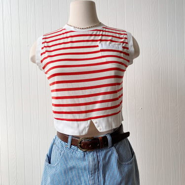 Vintage Cropped Red Striped Top | Size XS/SM 