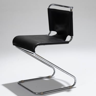 CHAISE EN CUIR "BISCIA", PASCAL MOURGUE, 1960s