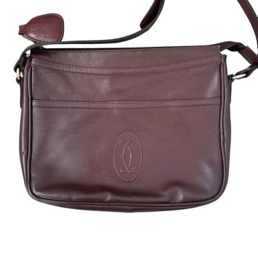 Vintage Cartier Dark Red Burgundy 100% Leather Crossbody Dark Academia Purse 