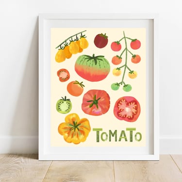 Heirloom Tomatoes 8 X 10 Art Print/ Plant and Garden Wall Decor/ Kitchen Food Illustration/ Farmers Market Produce Art 