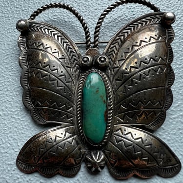 2 Vintage Navajo Butterfly Mosaic Sterling Rings