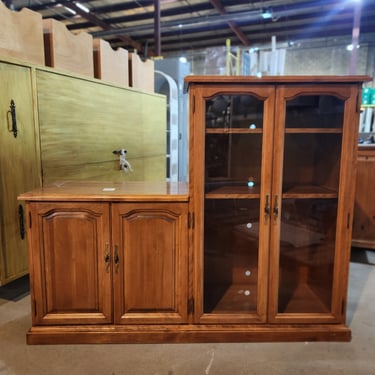 Media Cabinet with Hinged Lid and Glass Doors