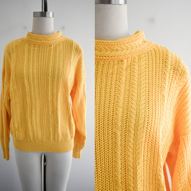 1980s Yellow Cable Knit Sweater 