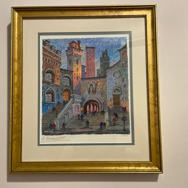 Framed Serigraph "San Giminiano Italy I" by Anatole Krasnyansky, signed